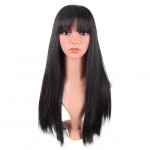 Peruca din fibra sintetica cu par lung cu breton de 65 cm drept Brunet 9011651B Peruca din fibra sintetica cu par lung cu breton de 65 cm drept Brunet 9011651B
